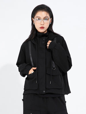 Black Hooded Jacket For Women
