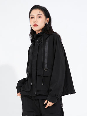 Black Hooded Jacket For Women