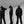 Black Hooded Techwear Windbreaker seen on three people from the front, the side and the back, strap hanging