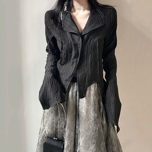 Black Irregular Y2K Top