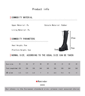 Black Knee High Boots Lace Up Back