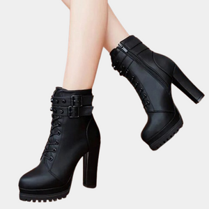 Black Lace Up Ankle Boot