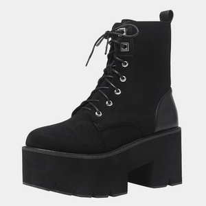 Black Lace Up Ankle Combat Boots