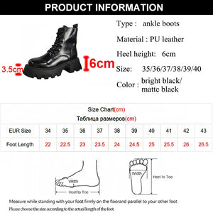 Black Lace Up Boots Chunky