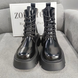 Black Lace Up Boots Chunky