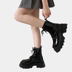 Black Lace Up Boots Chunky