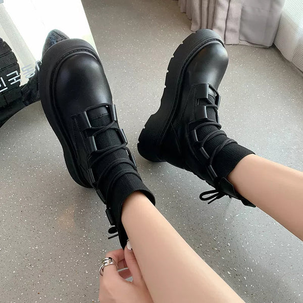 Black Lace Up Boots Girls