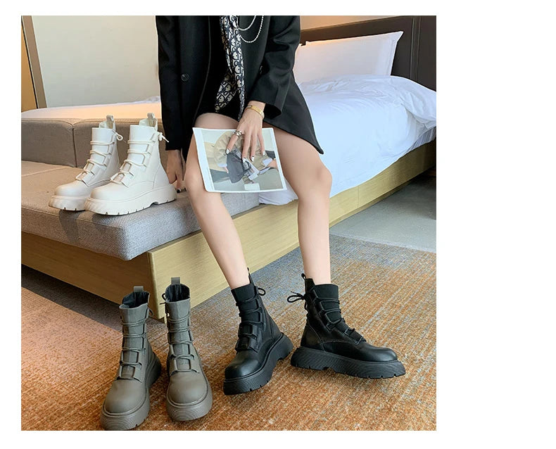 Girls black sales lace up boots
