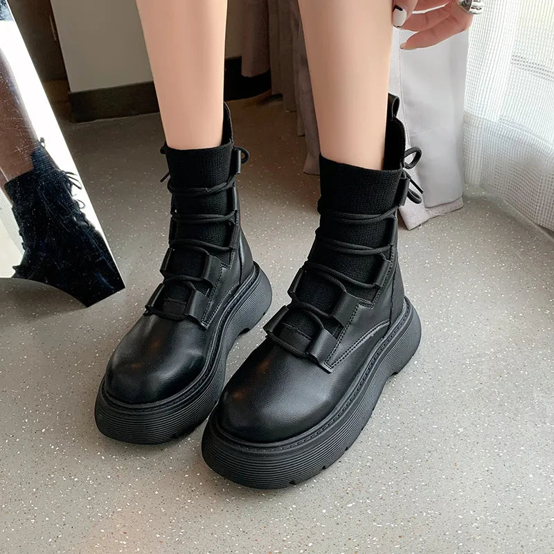 Girls leather sales lace up boots