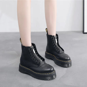 Black Lace Up Boots Platform