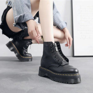 Black Lace Up Boots Platform