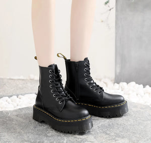 Black Lace Up Boots Platform