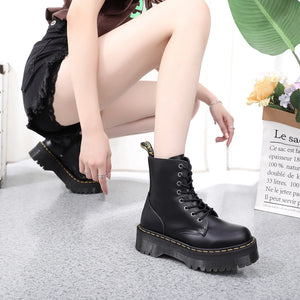 Black Lace Up Boots Platform