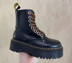 Black Lace Up Boots Platform