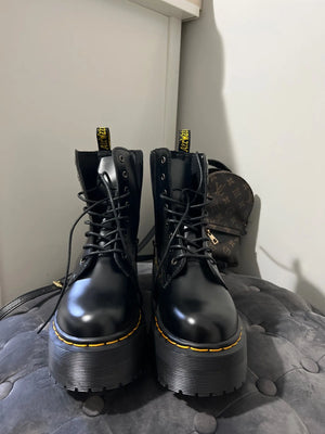 Black Lace Up Boots Platform