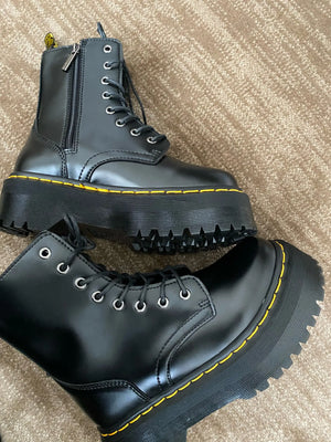 Black Lace Up Boots Platform