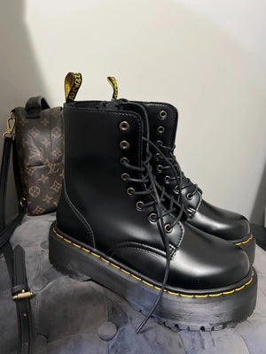 Black Lace Up Boots Platform