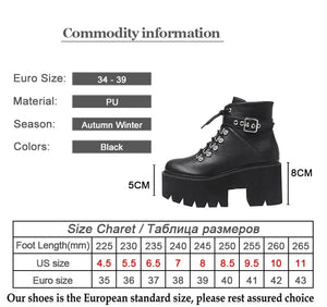 Black Lace Up Boots With Buckle