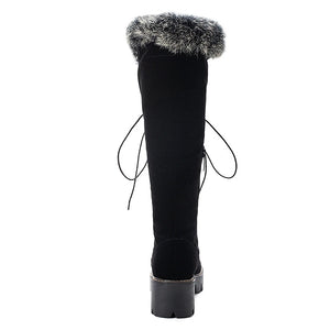 Black Lace Up Boots With Fur