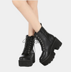 Black Lace Up Boots With Zipper