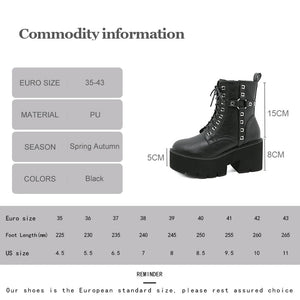 Black Lace Up Boots With Zipper