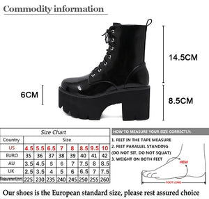 Black Lace Up Chunky Ankle Boots