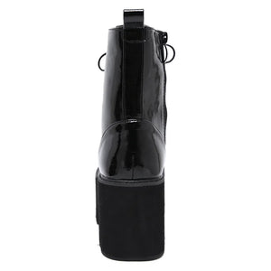 Black Lace Up Chunky Ankle Boots