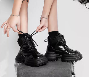 Black Lace Up Gothic Boots