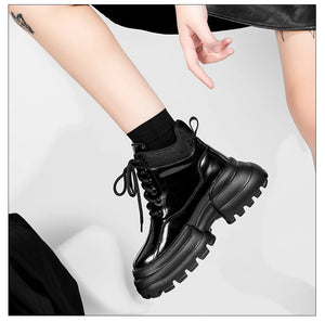 Black Lace Up Gothic Boots