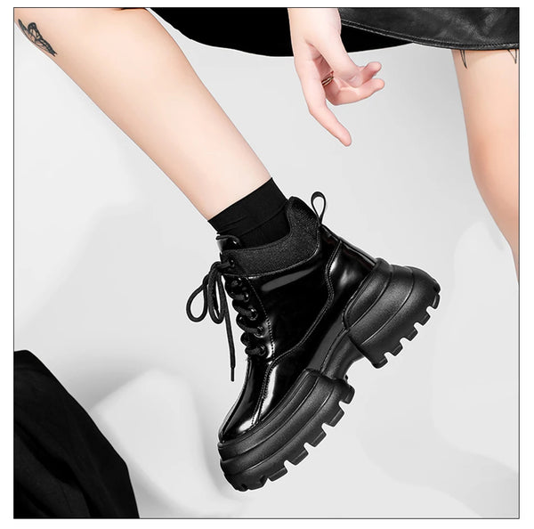 Black Lace Up Gothic Boots