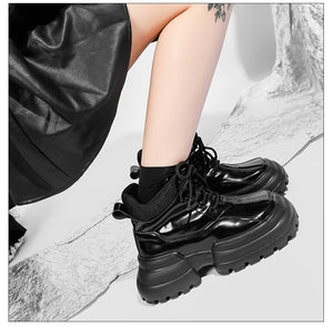 Black Lace Up Gothic Boots