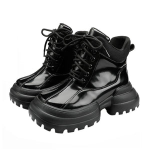 Black Lace Up Gothic Boots