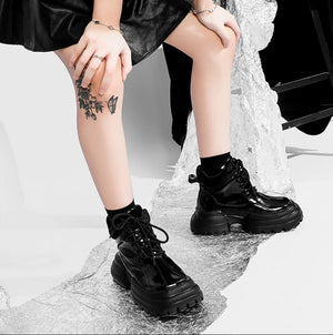 Black Lace Up Gothic Boots