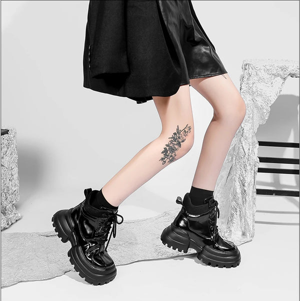 Black Lace Up Gothic Boots
