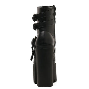 Black Lace Up Leather Boots Womens