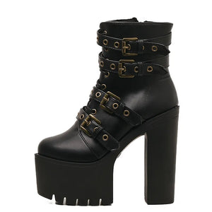 Black Lace Up Leather Boots Womens