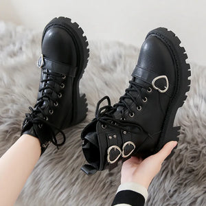 Black Lace Up Platform Boots