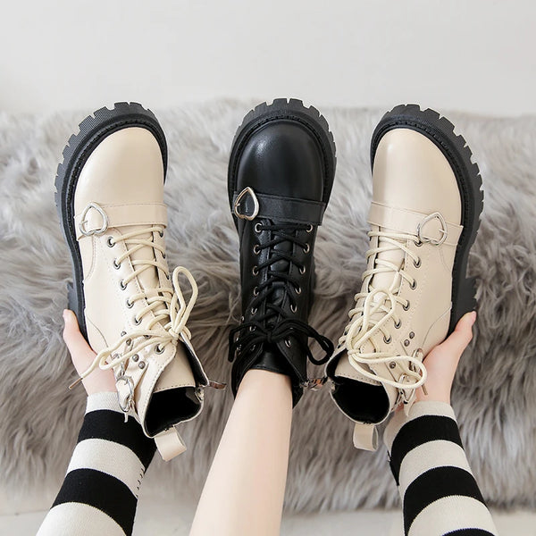 Black Lace Up Platform Boots