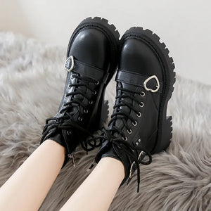 Black Lace Up Platform Boots