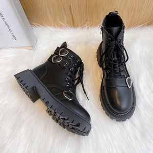 Black Lace Up Platform Boots