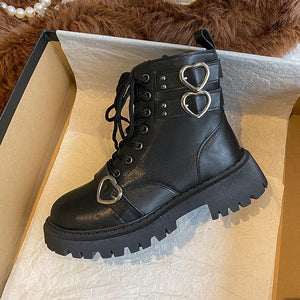 Black Lace Up Platform Boots