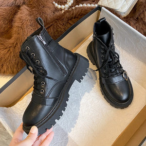 Black Lace Up Platform Boots