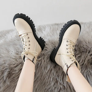 Black Lace Up Platform Boots