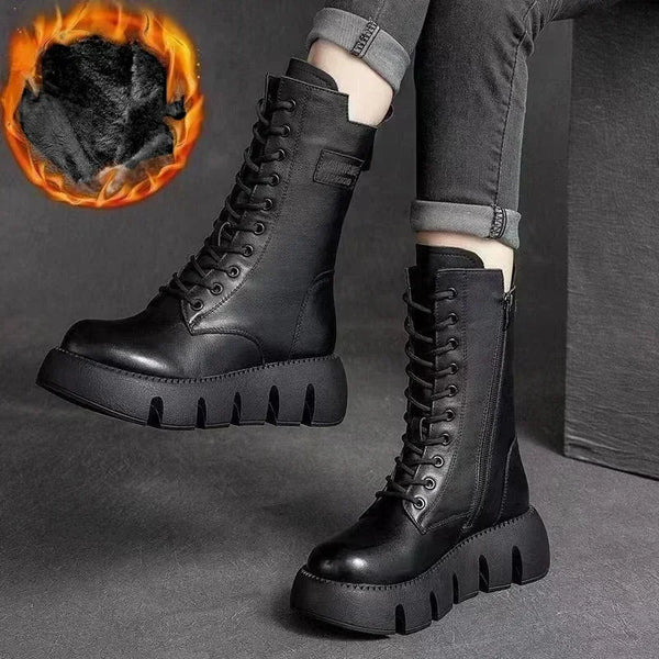 Black Lace Up Snow Boots