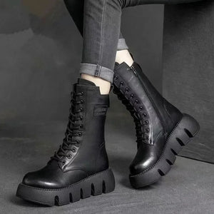 Black Lace Up Snow Boots