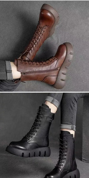Black Lace Up Snow Boots