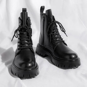Black Lace Up Waterproof Boots