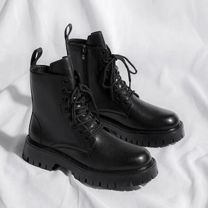 Black Lace Up Waterproof Boots