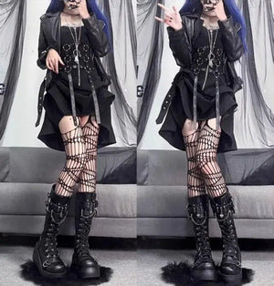 Black Lace Up Wedge Boots