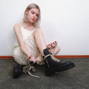 Black Lace Up Winter Boots